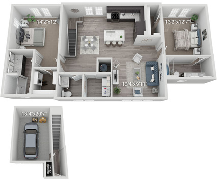 Enclave (H1) | 2 Bedroom, </br>2.5 Bath w/ </br>attached garage